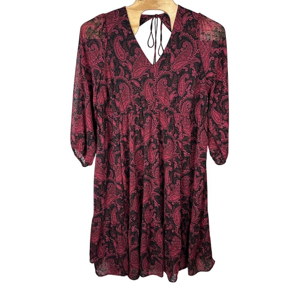 TORRID Tea Length Clip Dot Open Back A-Line Midi Dress Paisley Black‎ Pink Sz 3X